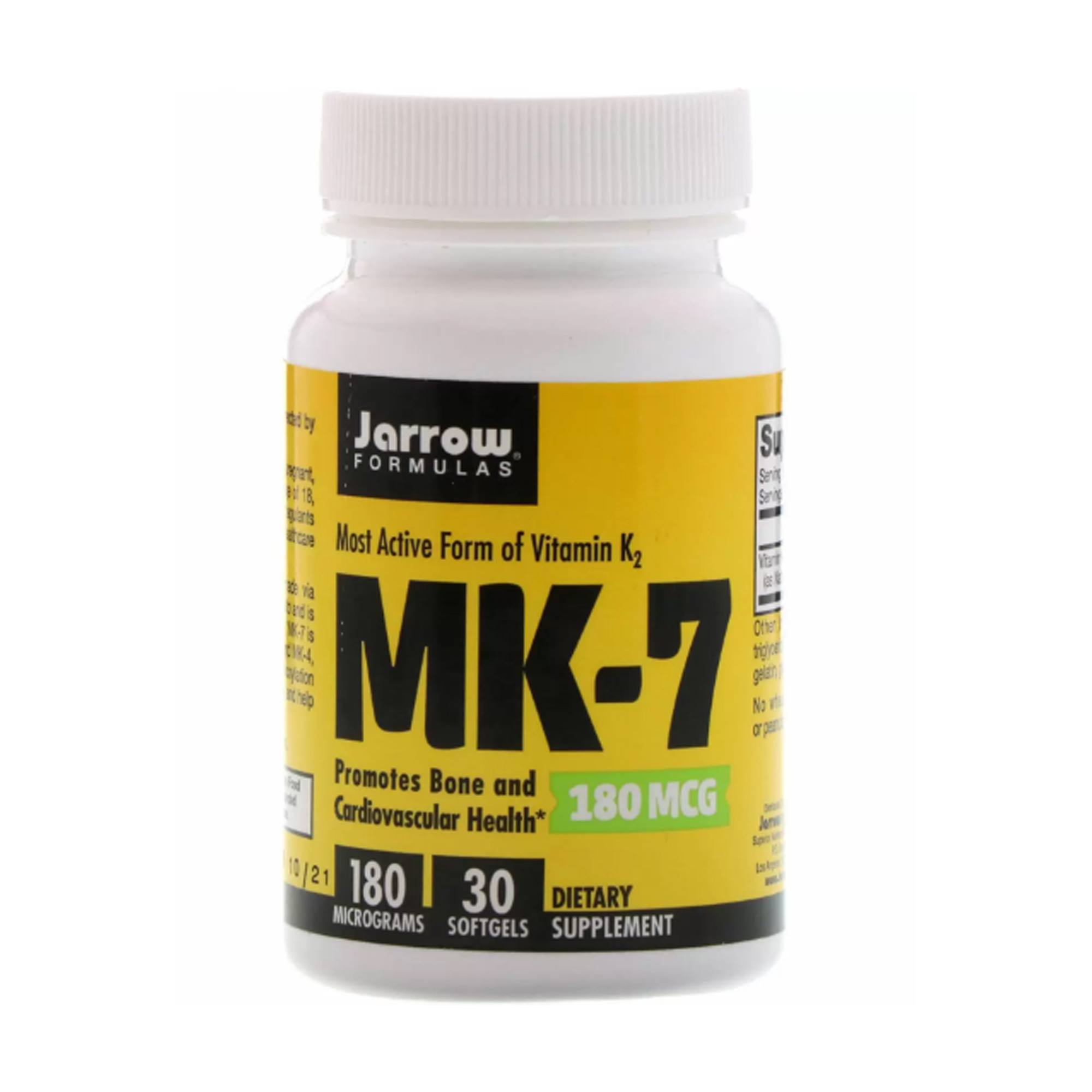 Найактивніша форма вітаміну К2 Jarrow Formulas Vitamin K2 MK-7, 180 мг, 30 желатинових капсул
