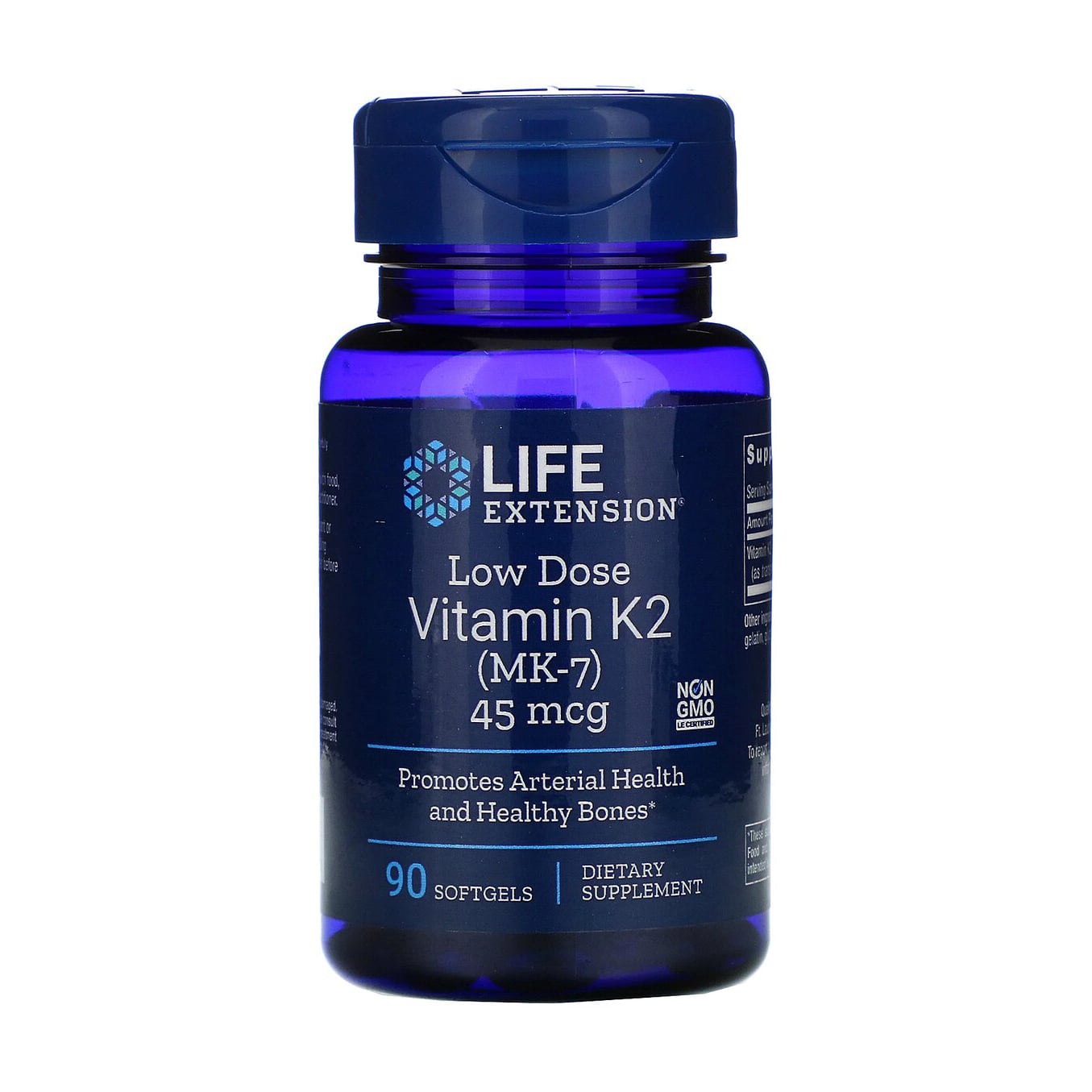 Вітамін K2 (МК-7) Life Extension Low Dose Vitamin K2 (MK-7), 45 мкг, 90 капсул